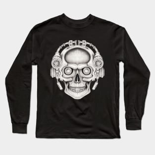 Skull headphones cyberpunk futuristic. Long Sleeve T-Shirt